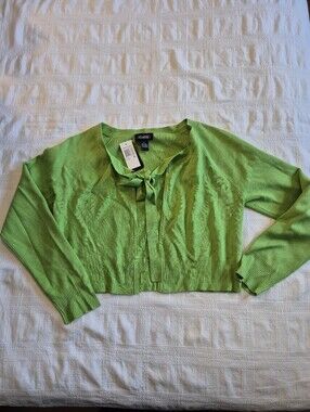 Studio G women's XL Ponte Verda fresh grass green 55% silk blend sweater NWT